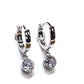 Aretes mini arracada CZ colgante Plata 925 baño Rodio