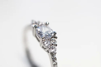 Anillo Solitario Plata .925 baño Rodio