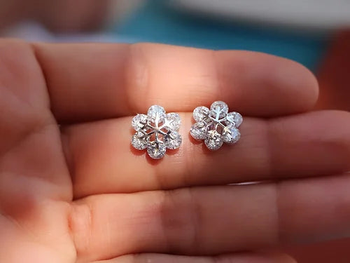 Aretes SnowFlake Plata .925 Baño Rodio