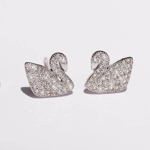 Aretes Cisne Plata .925 Baño Rodio