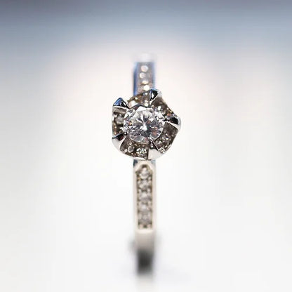 Anillo Solitario Plata .925 baño Rodio