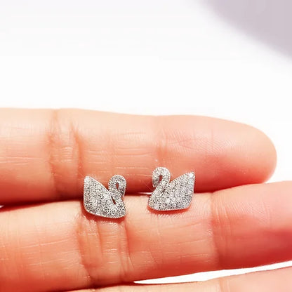 Aretes Cisne Plata .925 Baño Rodio