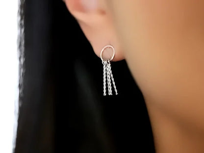 Aretes barbas de Plata .925 baño Rodio