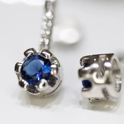 Aretes Cz Azul Plata .925 con Baño de Rodio y Zirconias