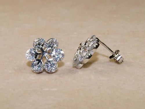 Aretes SnowFlake Plata .925 Baño Rodio