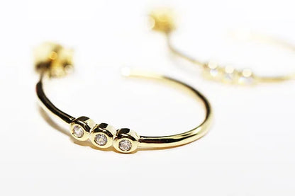 Arracadas con 3 Czs Plata .925 baño Oro