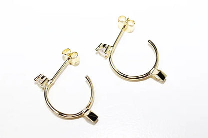 Arracada 2 Zirconias Plata .925 ba–o Oro