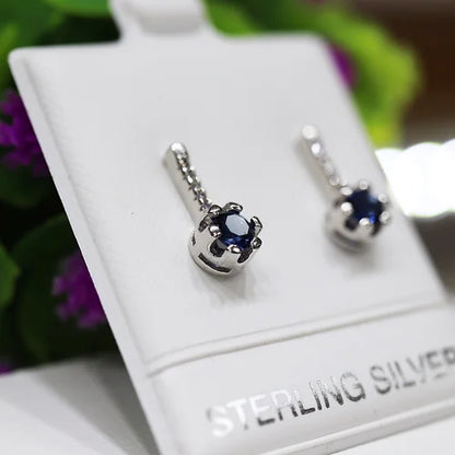 Aretes Cz Azul Plata .925 con Baño de Rodio y Zirconias