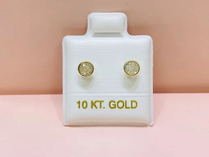 Broquel Oro 10K recto bisel redondo 4mm