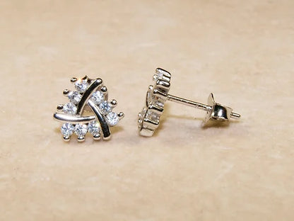 Aretes L925 con Baño de Rodio y Zirconias