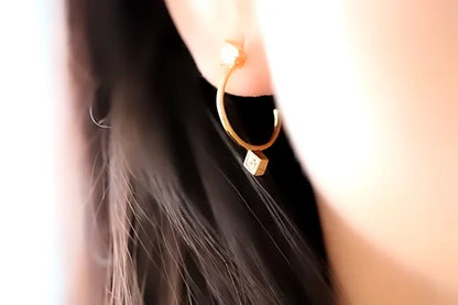 Arracada 2 Zirconias Plata .925 ba–o Oro