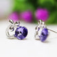 Aretes Morados Plata.925 con Baño de Rodio y Zirconias