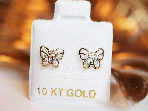 Broquel Oro 10k mariposa chica 3D