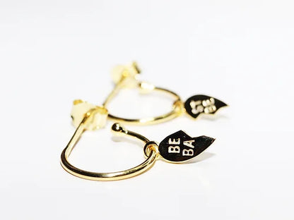 Arracada Ch con dije Corazon Best Babe Plata .925 baño Oro