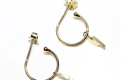 Arracada Ch con dije Rayo Plata .925 baño Oro