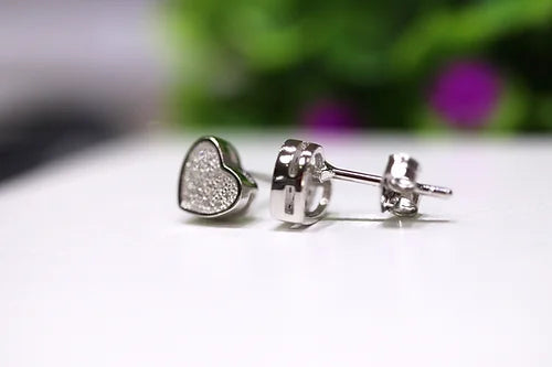 Aretes Corazón Plata 925 Baño Rodio