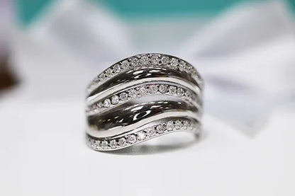 Anillo 3 lineas Curvy Plata 925 Baño Rodio