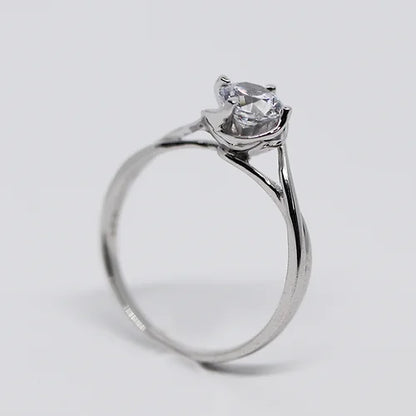 Anillo Solitario Plata .925 baño Rodio