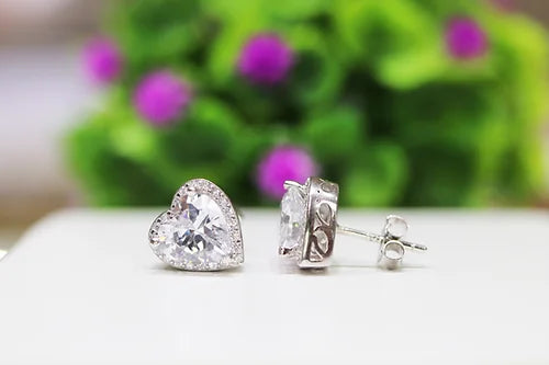 Aretes Corazón Czs Plata 925 baño Rodio