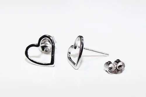 Aretes Corazón Plata .925 Baño Rodio